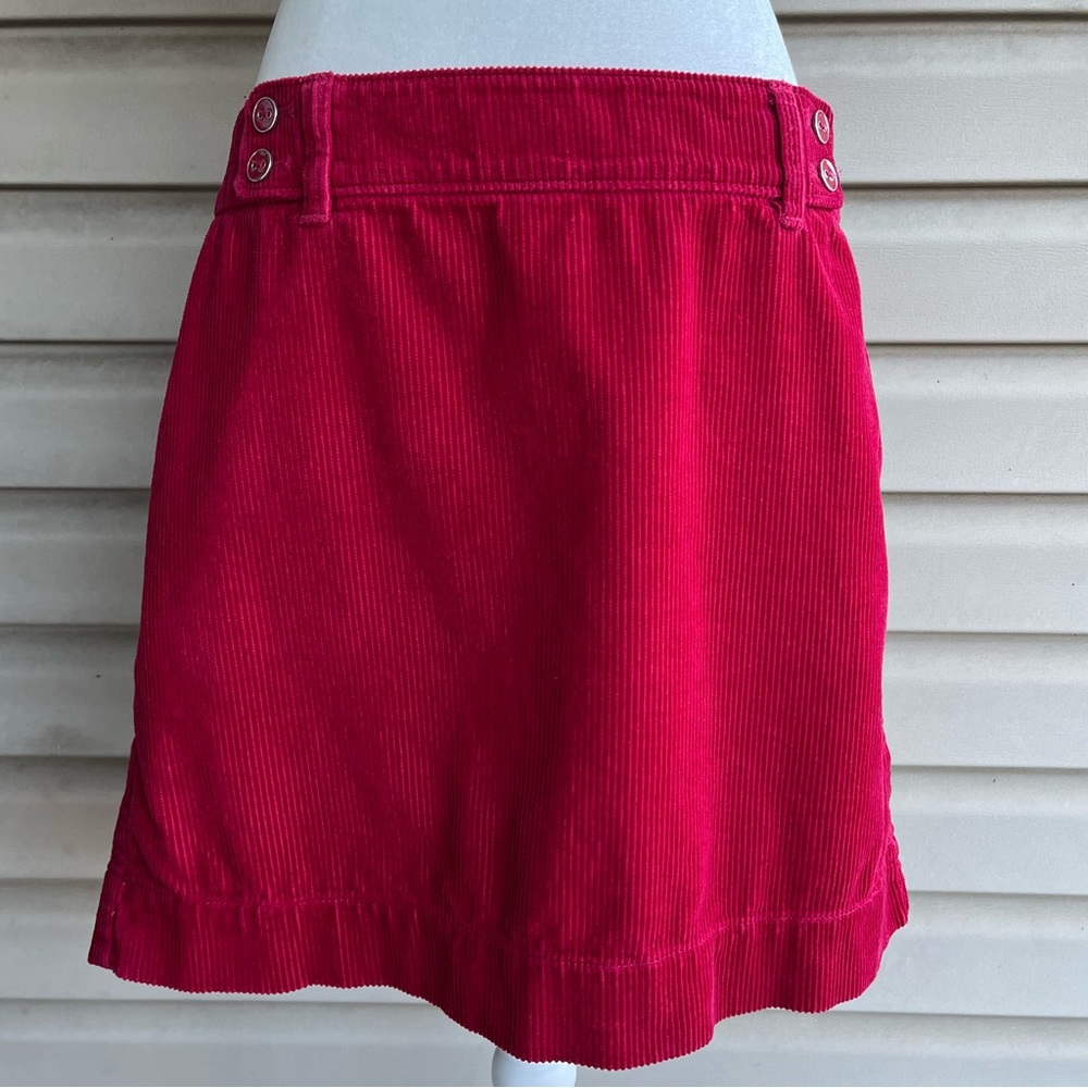 •LOFT• Cranberry Red Corduroy Mini Skirt - Size 12